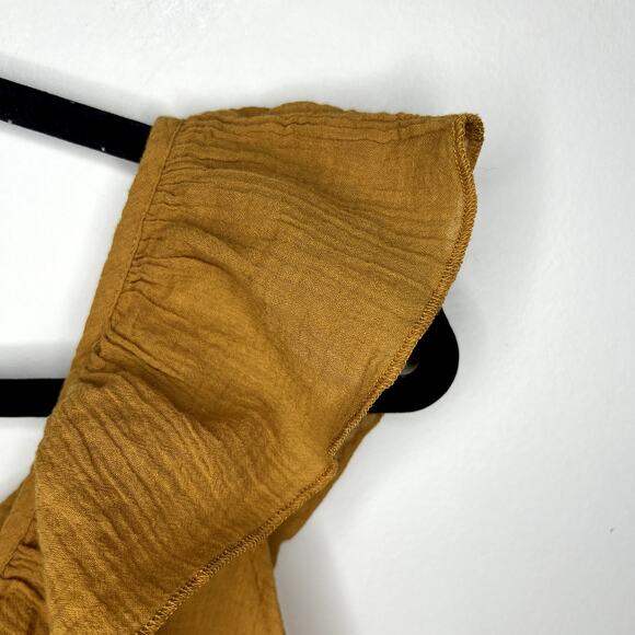 UO Urban Outfitters Ruffle Tie-Front Top Textured Cropped Small Boho Cottage - Picture 6 of 7